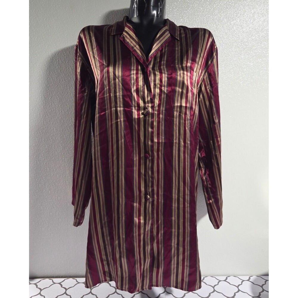 Victoria's Secret Night Gown Gold and Burgundy Silky Satiny sz M